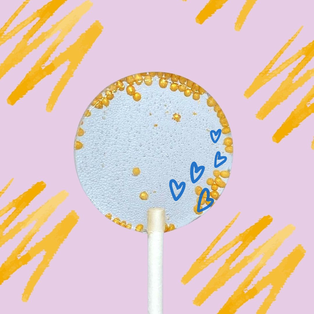 8 Sucettes Personnalisées - Coeur bleu