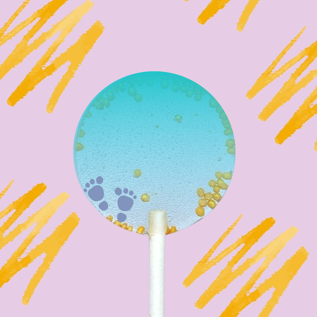 8 Sucettes Personnalisées - Bébé pieds bleu