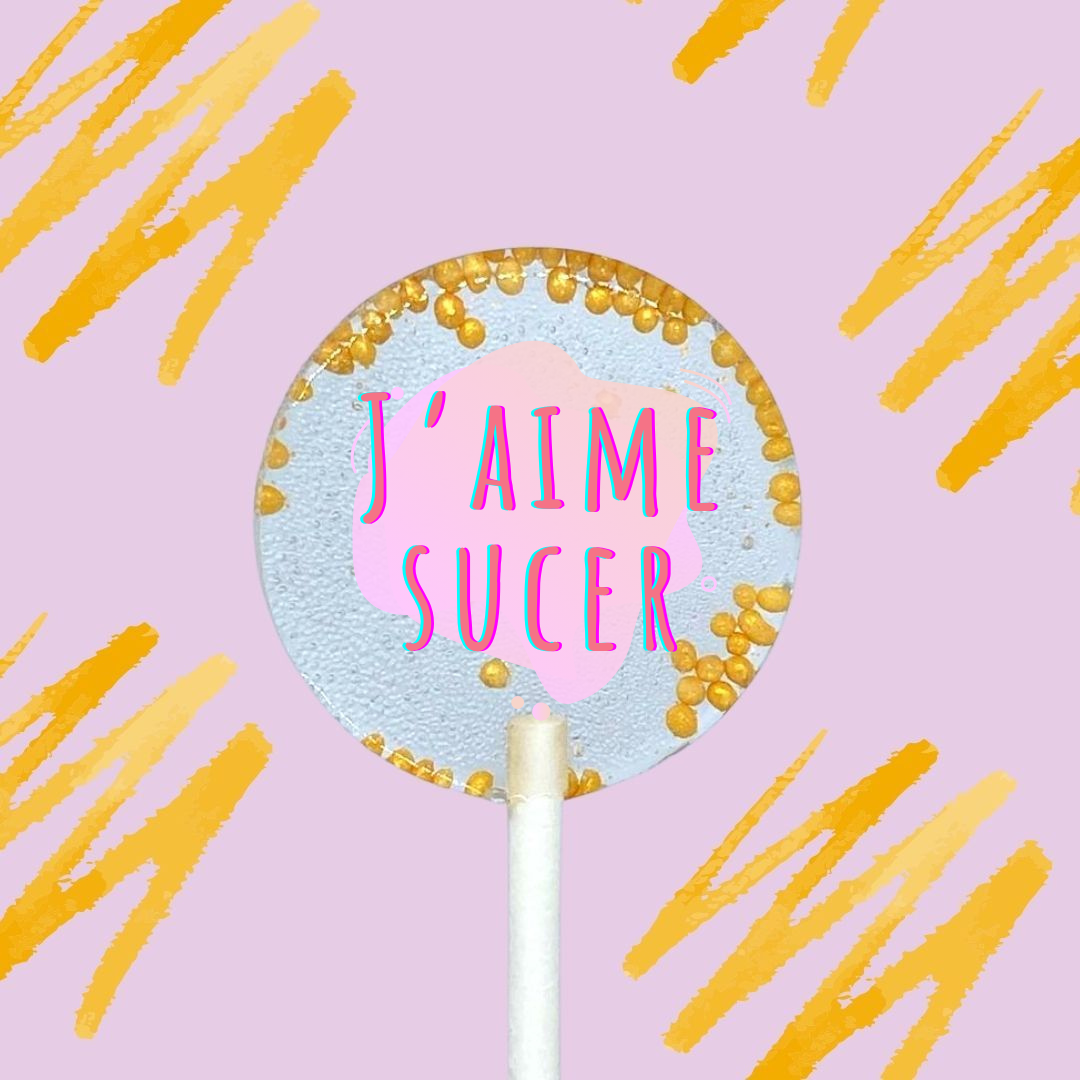 5 Sucettes Personnalisées -  "j'aime sucer"